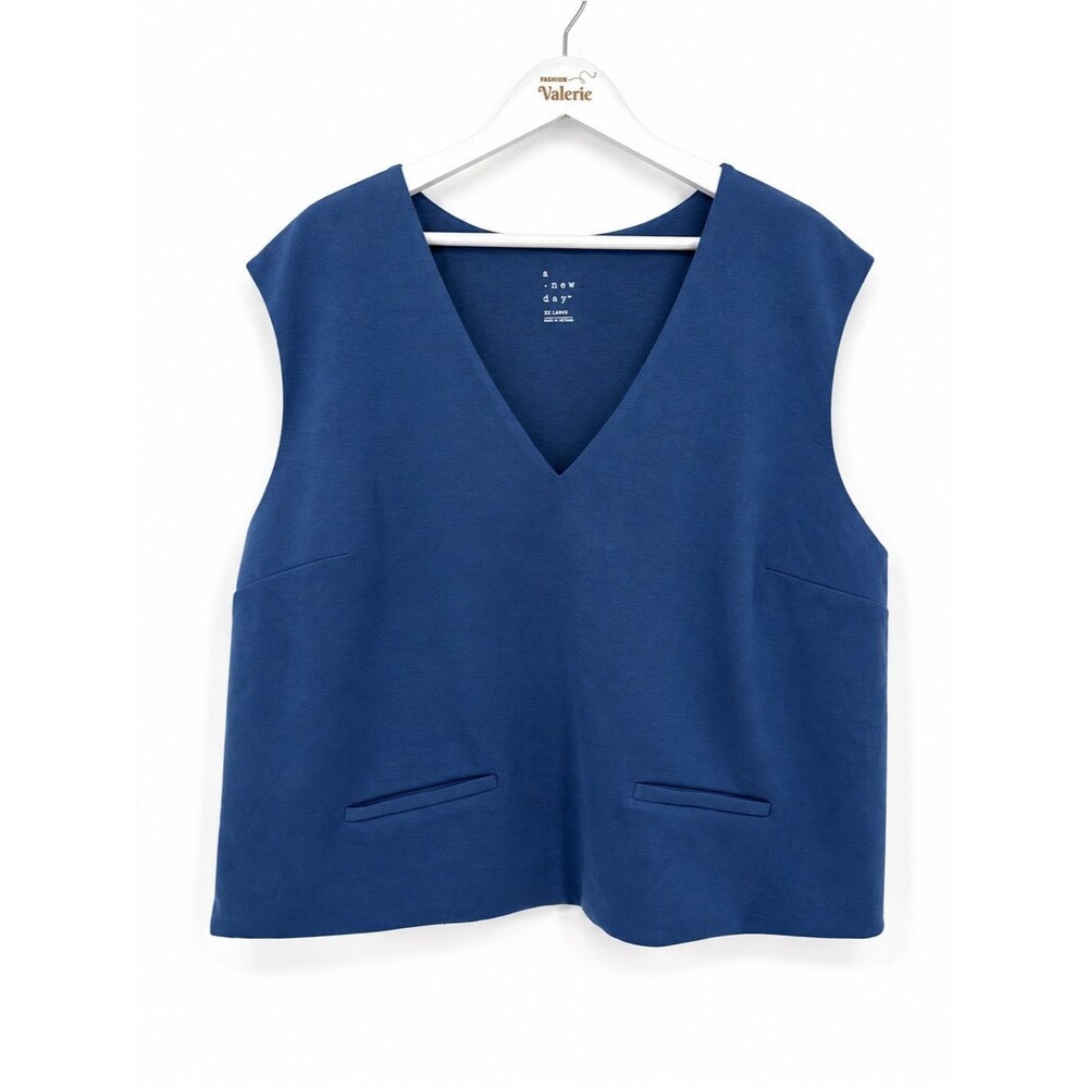 A New Day Blue Sleeveless Top Vest Size XXL Athletic Preppy